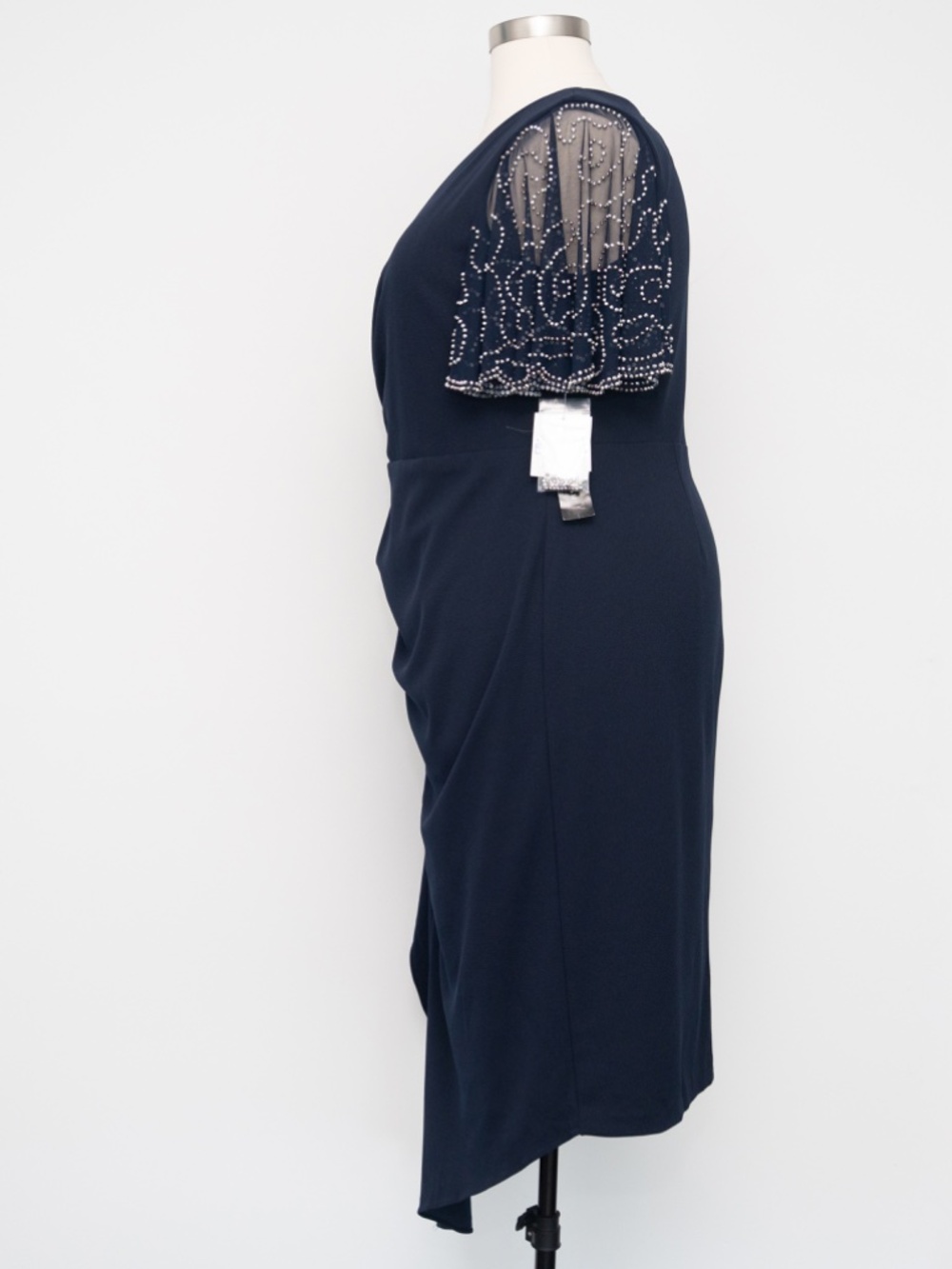 Betsy & Adam - Beaded Sleeve Draped Dress - Picture 6 of 14